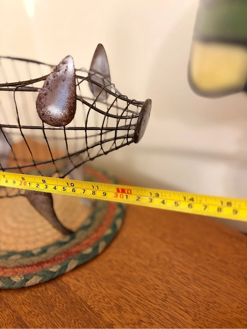 Wire Pig Basket with Rustic Metal Accents Brown NWT Egg basket Farmhouse Rustic